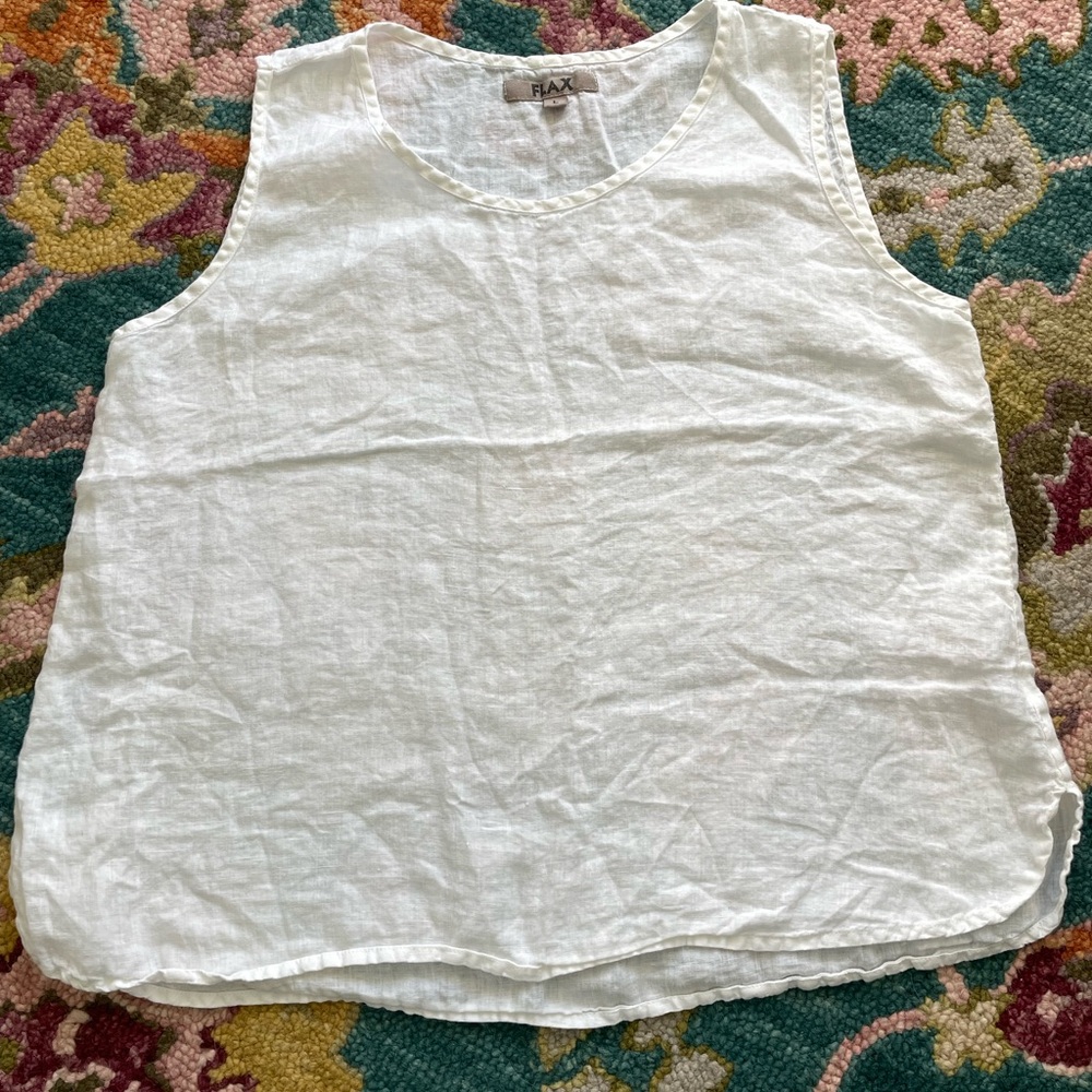 FLAX Women's White Linen Top